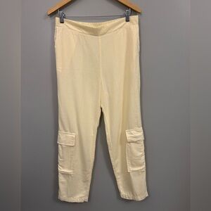 Monrow Light Cream Pants with Pockets Large Comfy Relaxed Fit